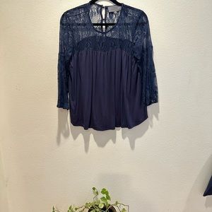 Anthropologie Blue Lace Top, M